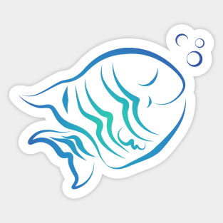 cute blue fish doddle Sticker